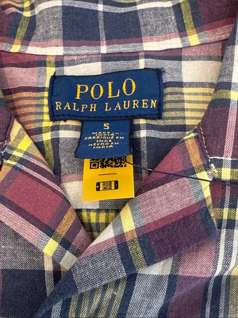 Polo by Ralph Lauren Plaid Cotton Camp Shirt. Boys size 5.
